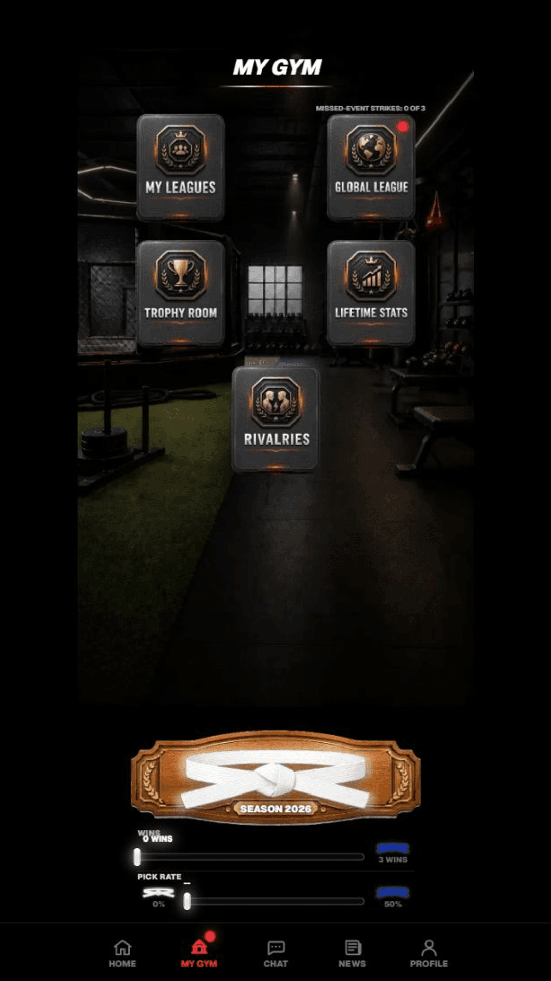 Cage Rivals My Gym screen